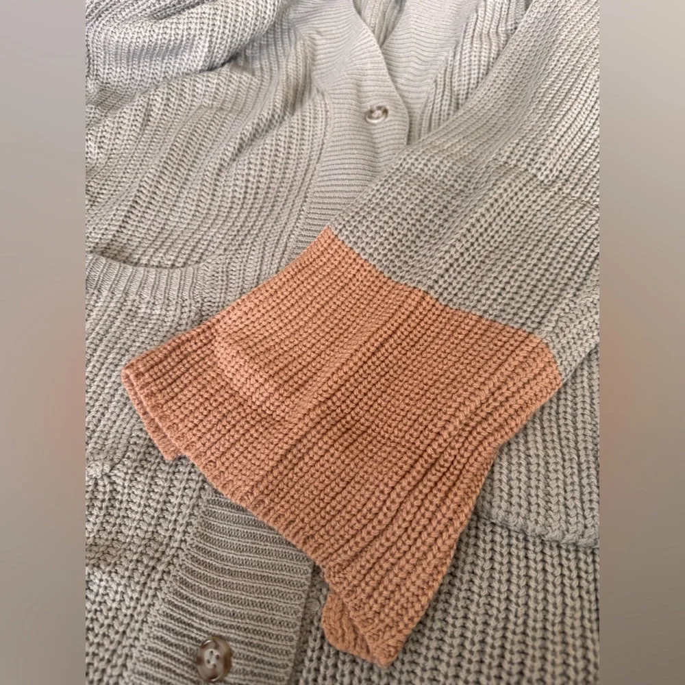 Hayden Beige and Coral Open Front Cardigan NWT
